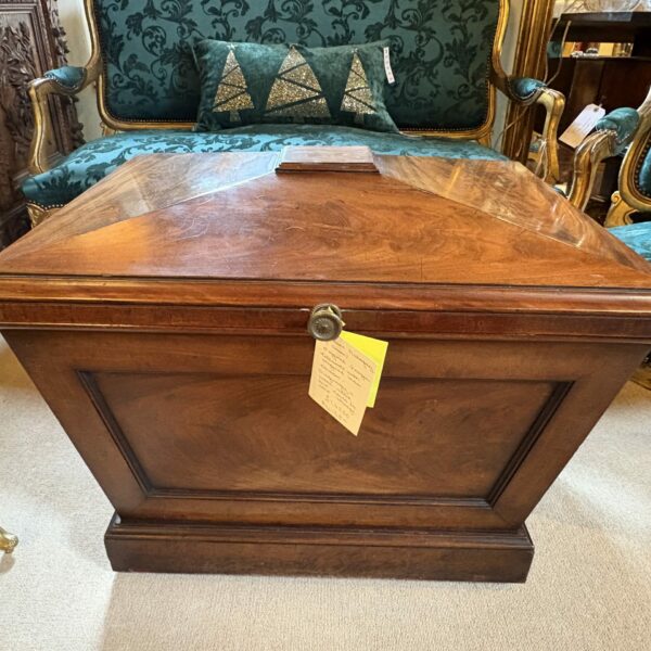 Late Regency sarcophagus. Mahogany and lead lined , wine cooler/cellarette