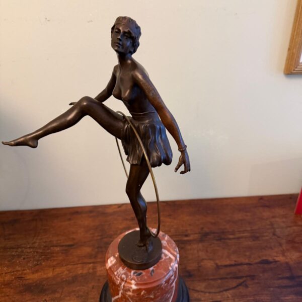 Bronze Art Deco statue by Chiparus Girl with a hoop