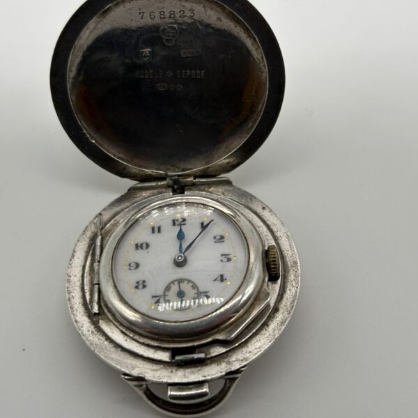 A Transitional Swiss Silver Trench Watch, fully working