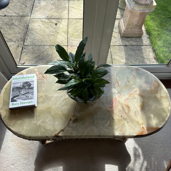 SOLD Mid–Late 20th Century Onyx & Gilt Metal Two-Tier Occasional / Console Table - Likely Italian or French in